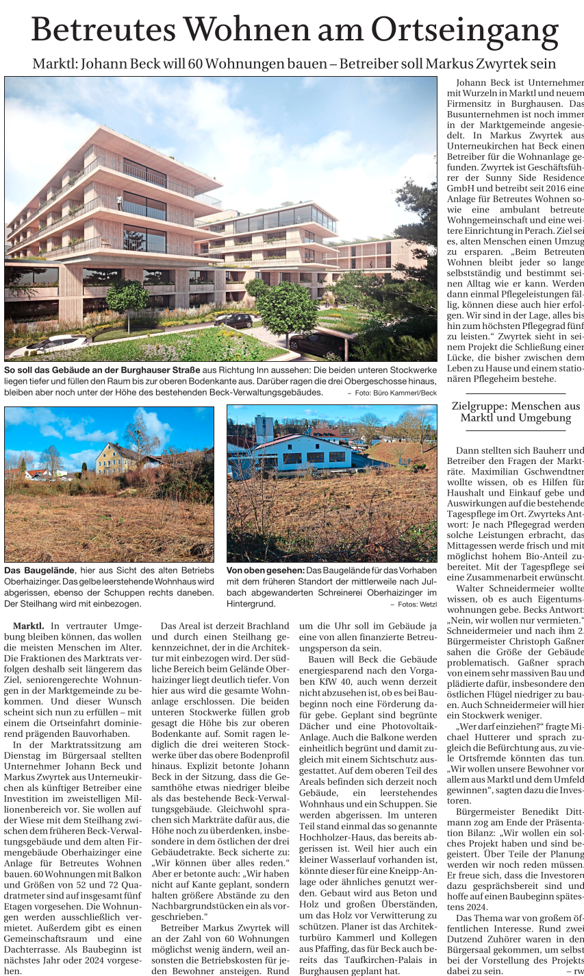 Betreutes Wohnen, Artikel PNP vom 24.02.22