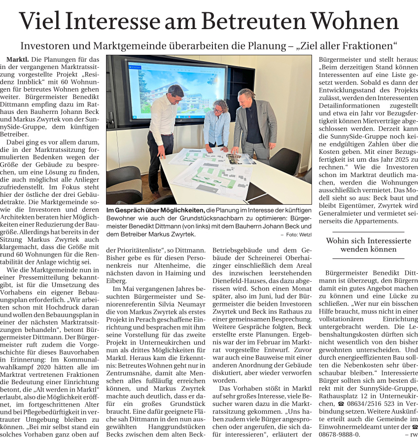 Betreutes Wohnen, Artikel PNP vom 09.03.22